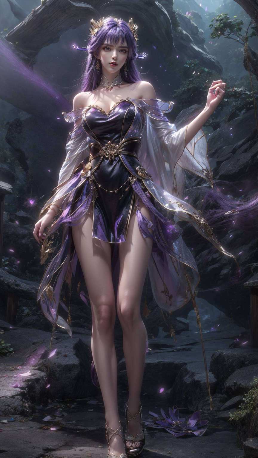 国漫美女映屏前壁画其影