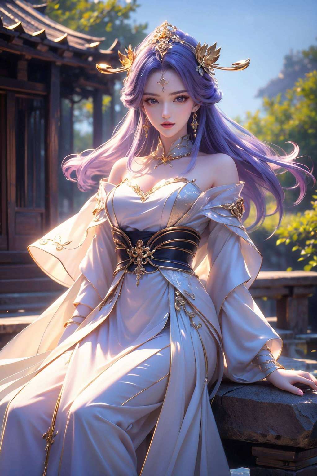 女神步轻盈玄月当空