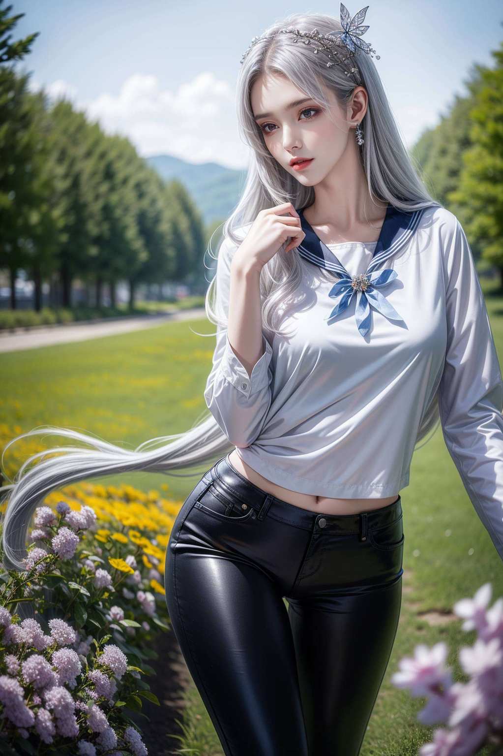 美女翩翩壁纸为镜