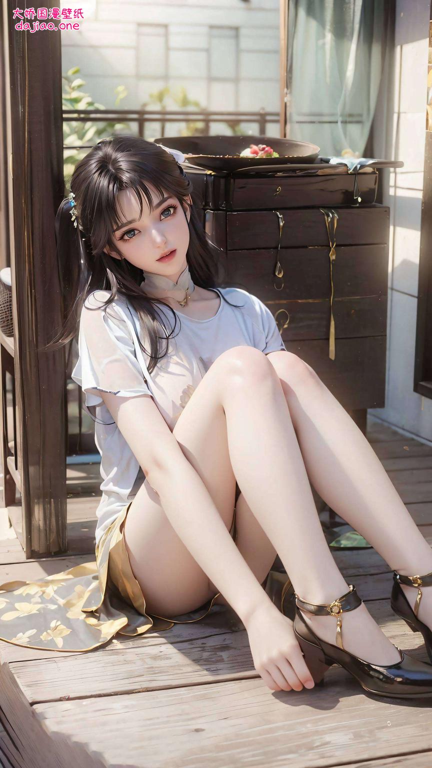 细腻的笔触描绘出碧瑶的柔美身姿置于电脑桌面