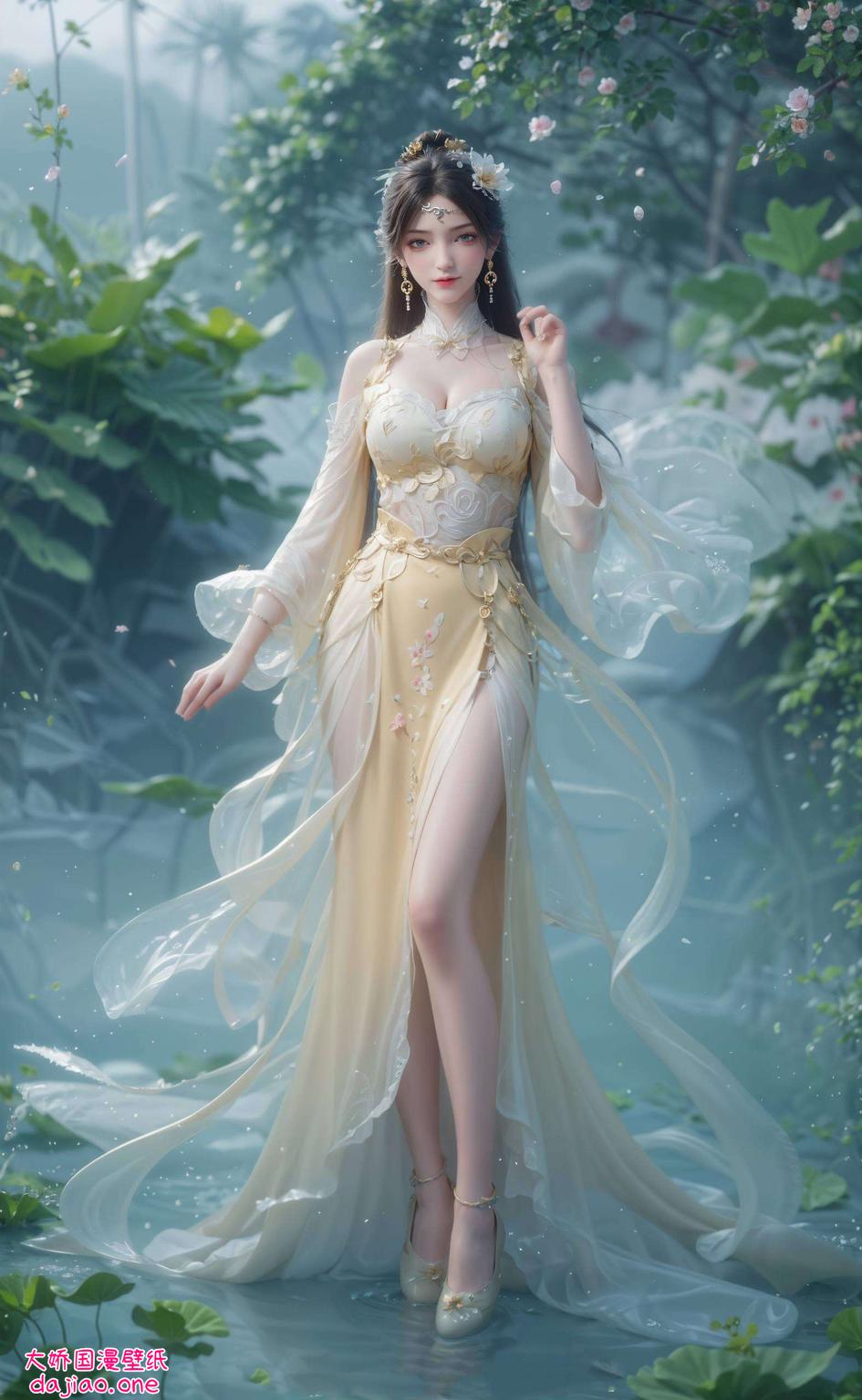 金瓶儿壁纸高清4K美女微笑素材细腻笔触描绘出温柔笑颜