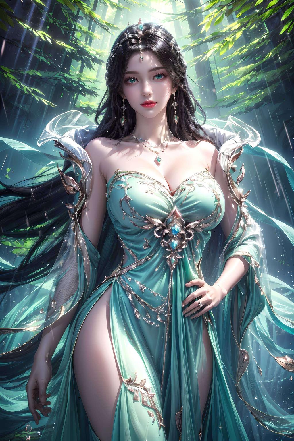 这幅AI绘画的国漫美女壁纸ins风的设计