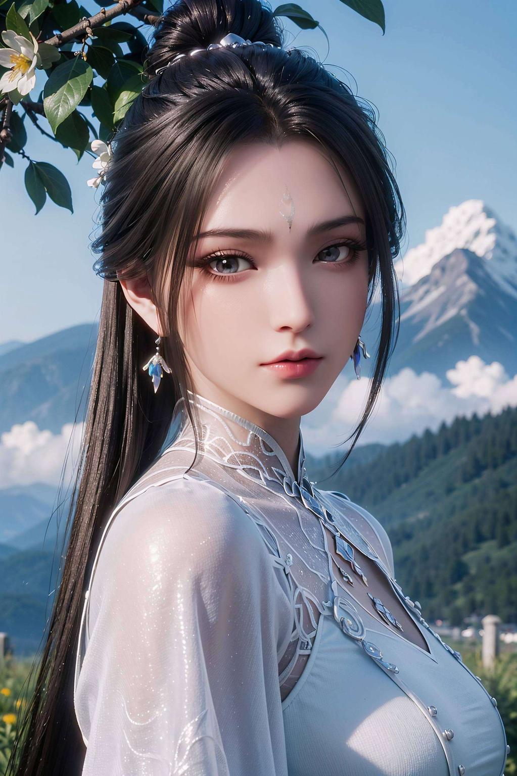 这款1080p的唯美壁纸以国漫经典之作诛仙中的女主陆雪琪为灵感