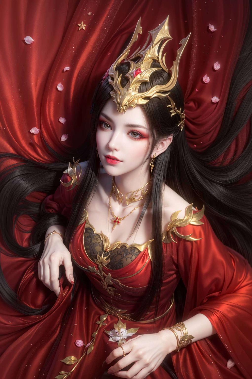 草丛中的美杜莎眼神深邃营造出充满奇幻色彩的桌面主题