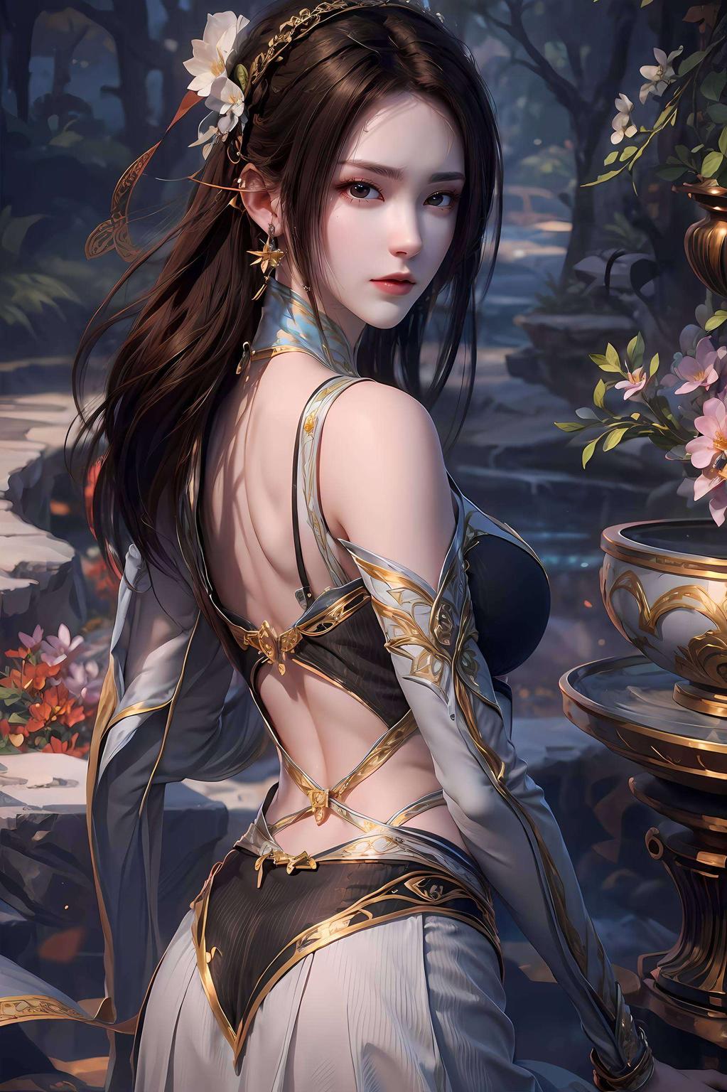 仿佛从古典画卷中走出她的眼神深邃