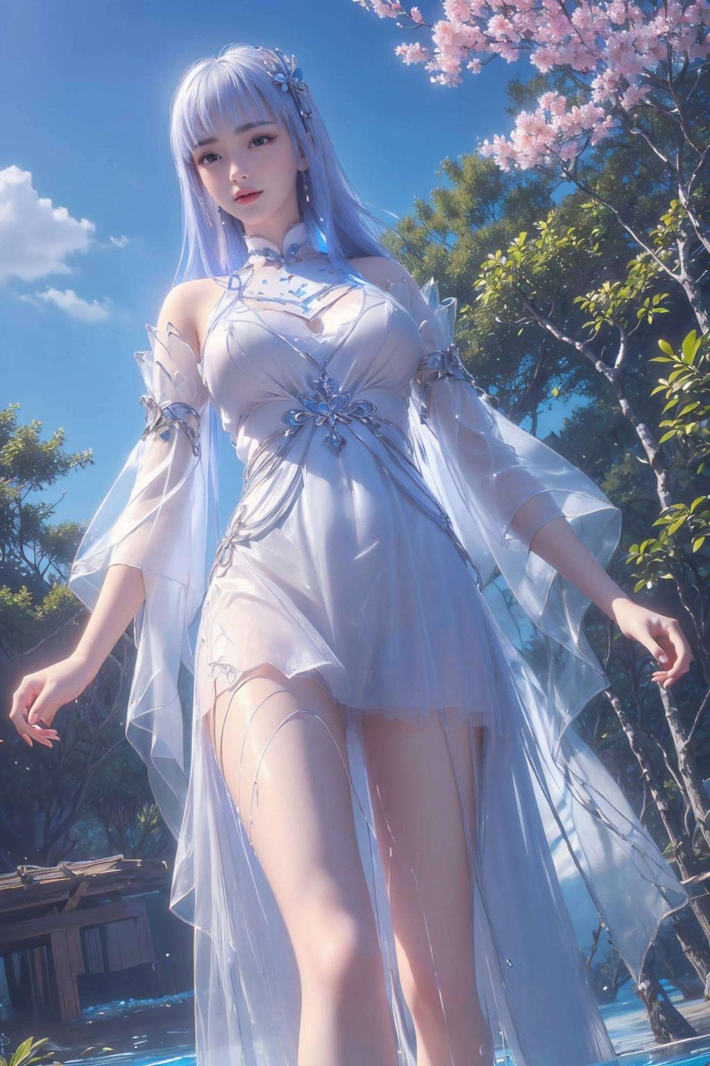 眼神中流露出不屈的坚韧与柔美绘制在立体苹果国度的唯美画面