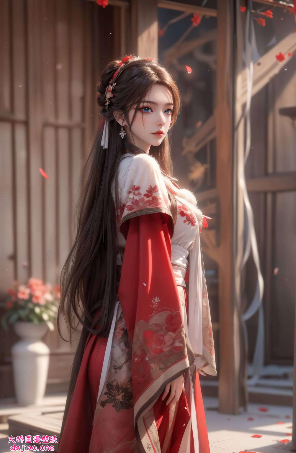 都映衬着角色的温柔微笑为你的桌面带来一抹春日的温馨与活力