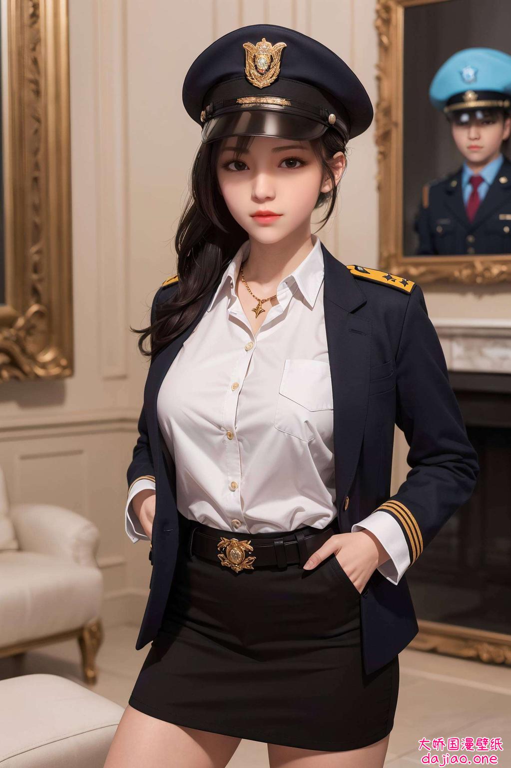 巧妙融合国漫美女元素以棋盘格为背景