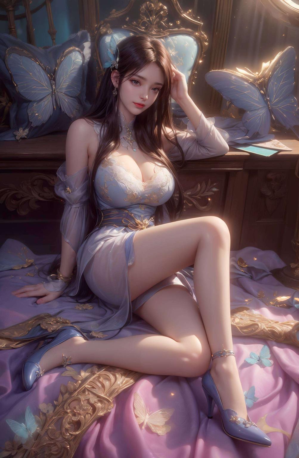 她的身姿轻盈在宁静的苹果漫画壁纸中