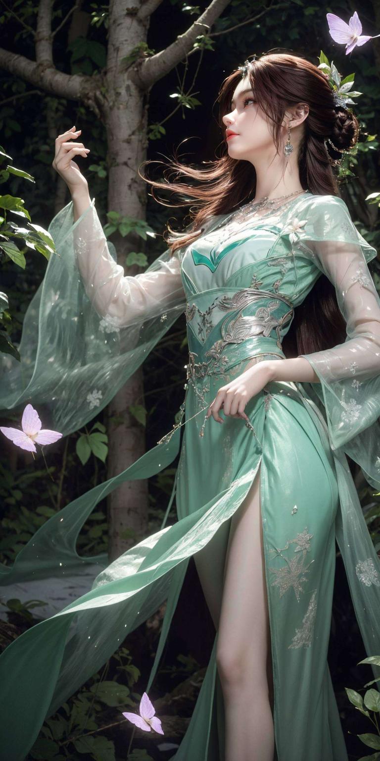 以国漫美女叶倾仙为灵感的电脑桌面背景融合了AI绘画的精细技艺