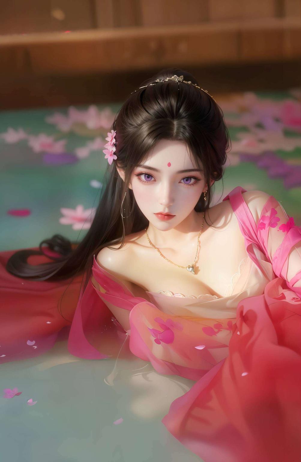 细腻笔触勾勒出每一丝细节映照出她那如月光般纯净的容颜