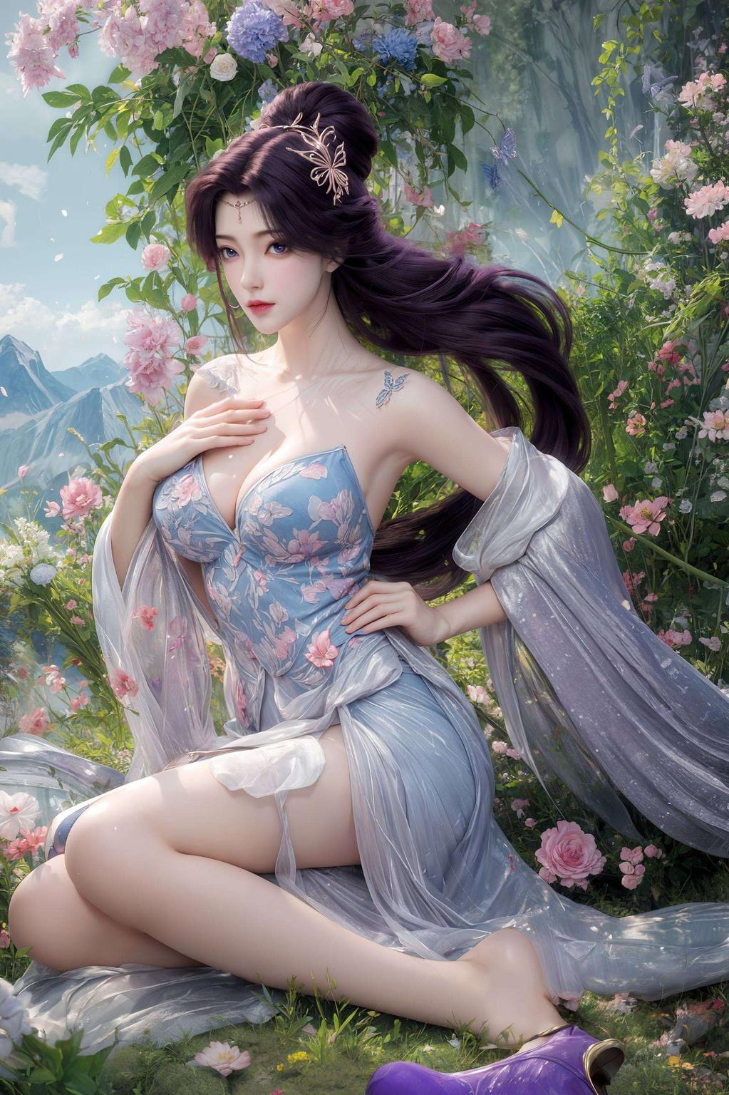 融合花卉元素AI国漫风