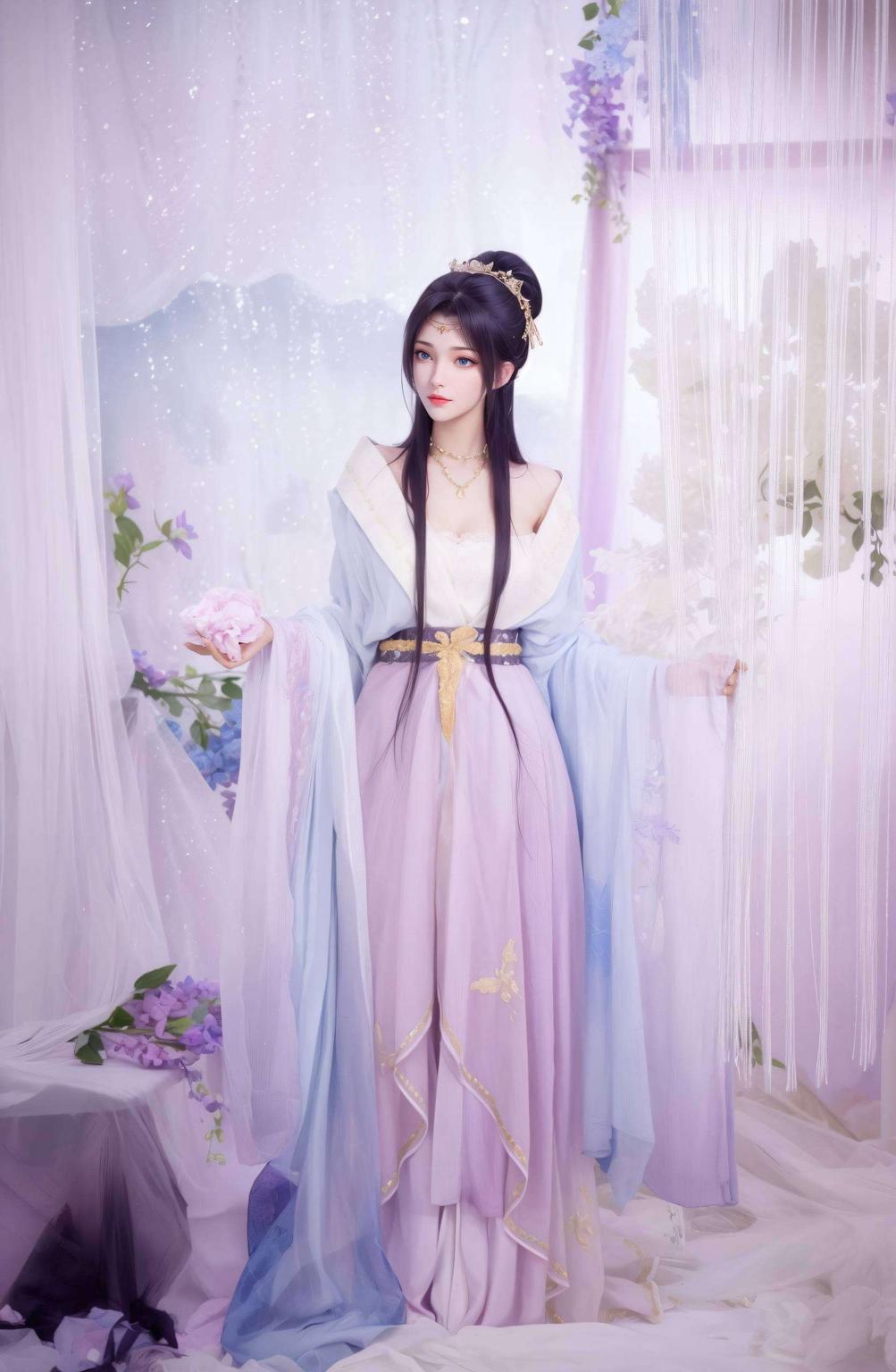 在这张独特的国漫壁纸中AI电脑的细腻渲染让她的美更加立体生动