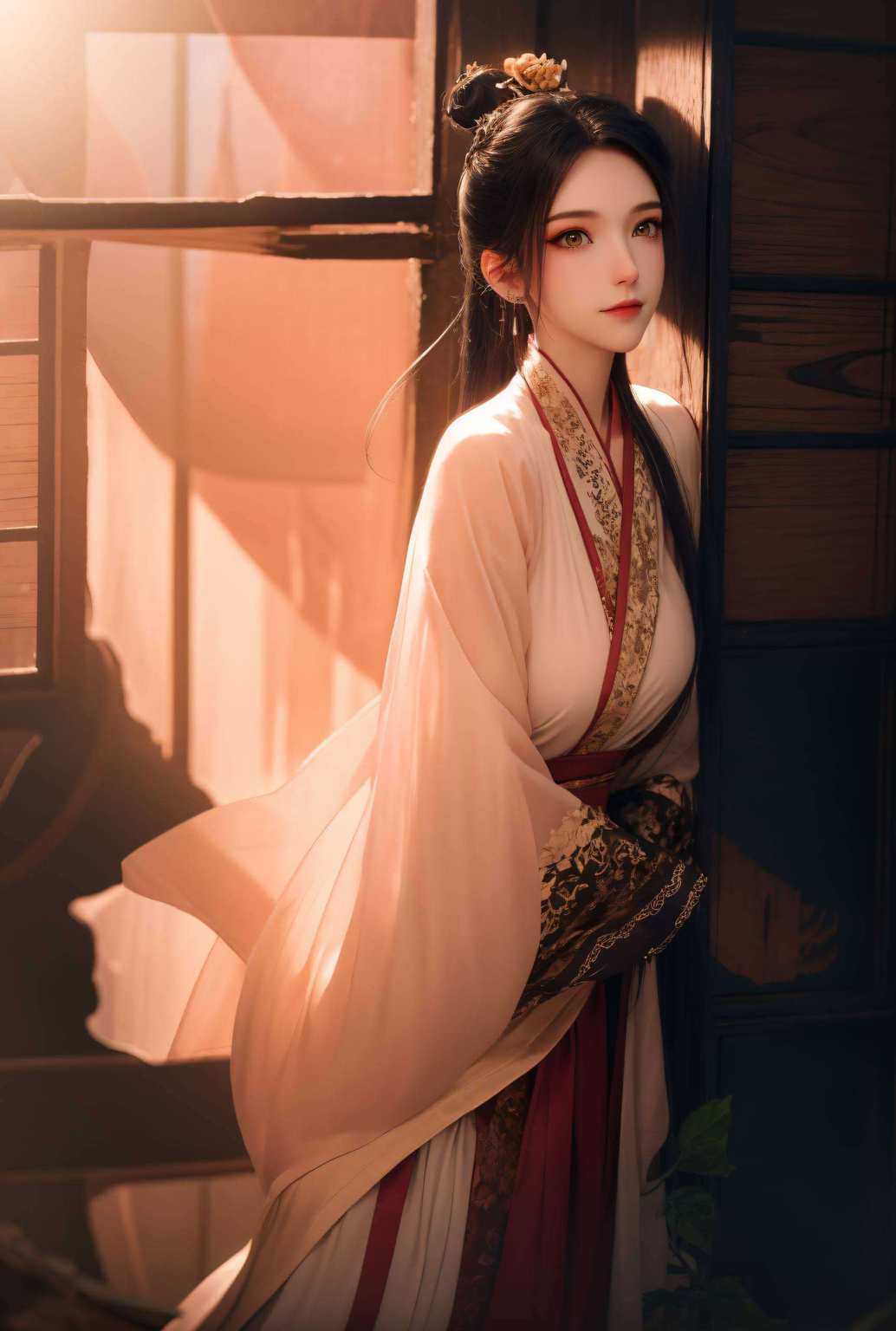 动漫女神风华显翩翩舞姿映壁间