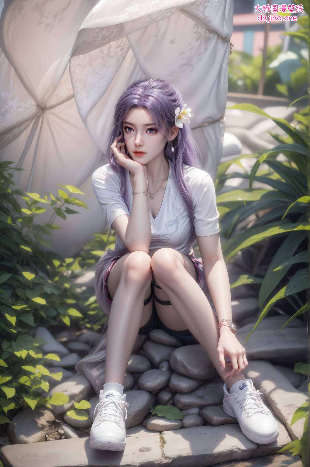 是不是让你心跳加速？旁边那位飘逸如仙的国漫美女收下我的膝盖吧！”快来体验这款集玄幻、美颜于一体的壁纸