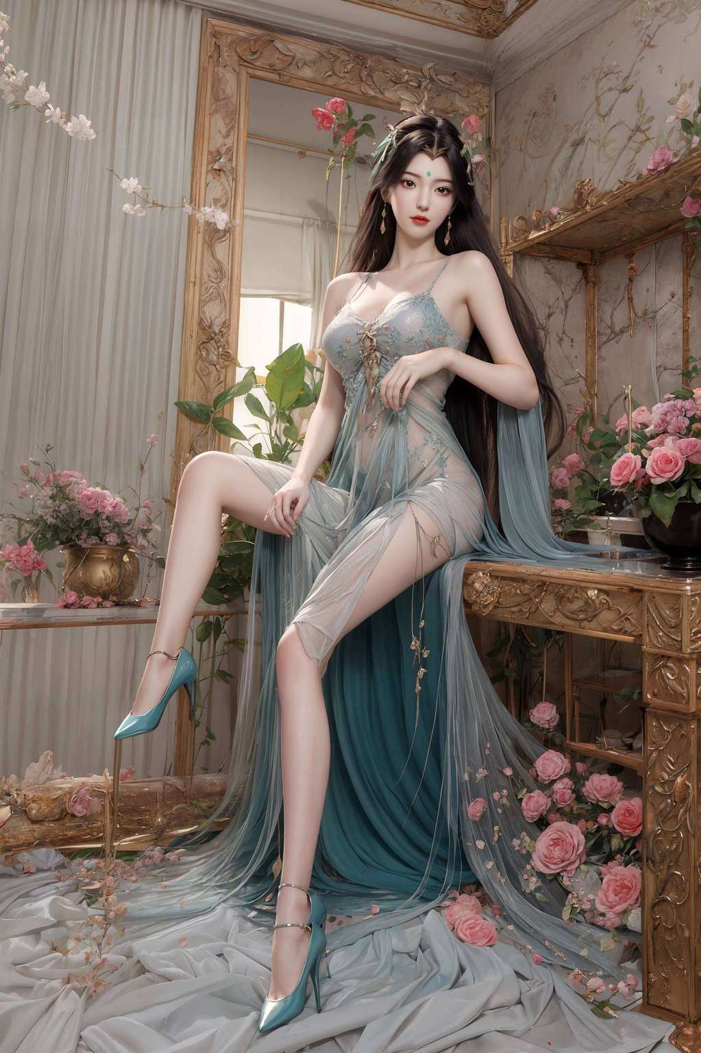 动漫美女映柳神翩翩