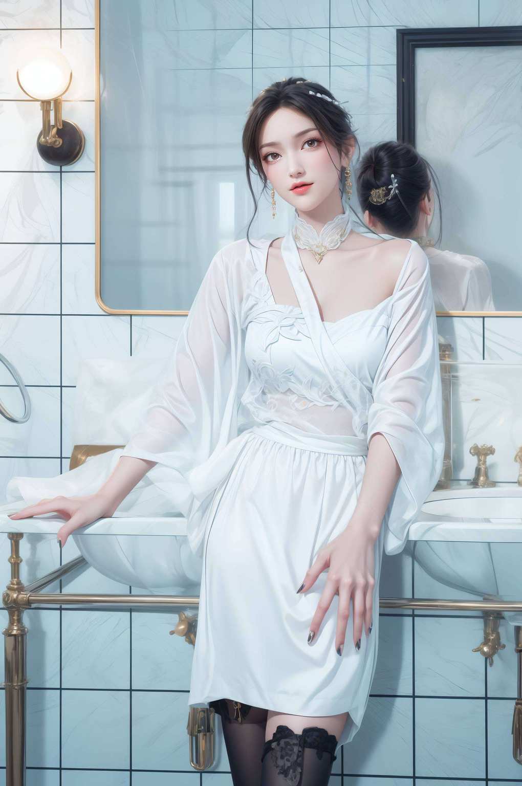 一抹壁纸金瓶儿半脸闭眼