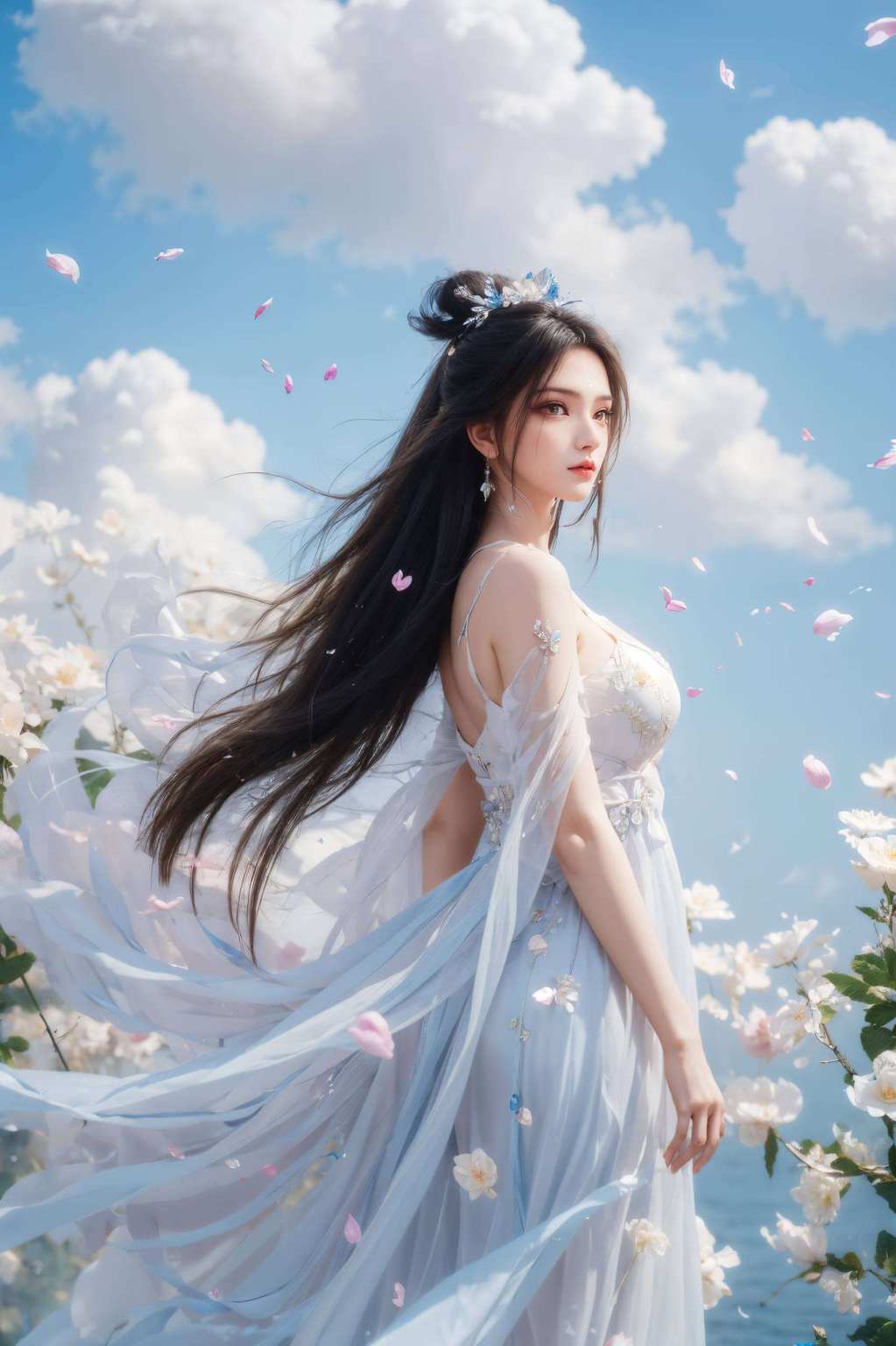 陆雪琪那清冷的眼神、唯美的身姿成为朋友圈里的焦点
